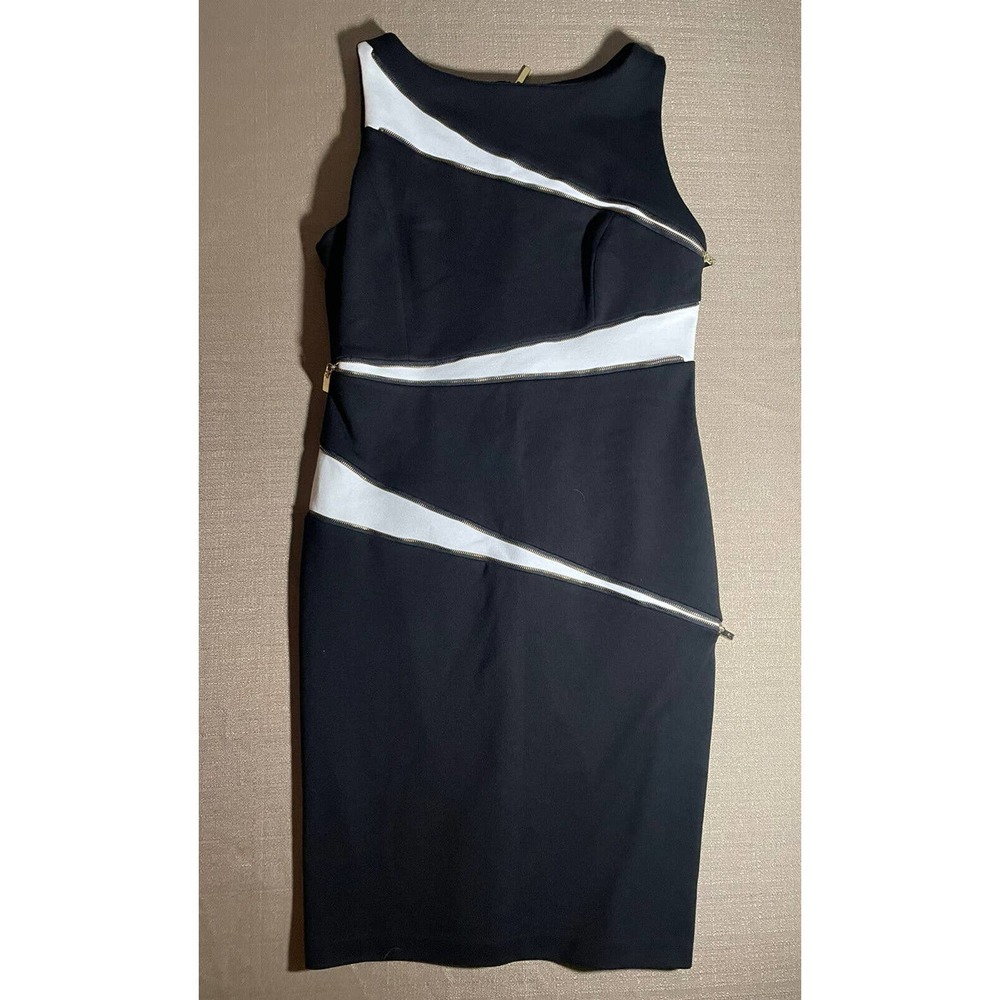 Adrienne Vittadini Women’s Size 10 Dress Sleeveless Black White Open Zipper
